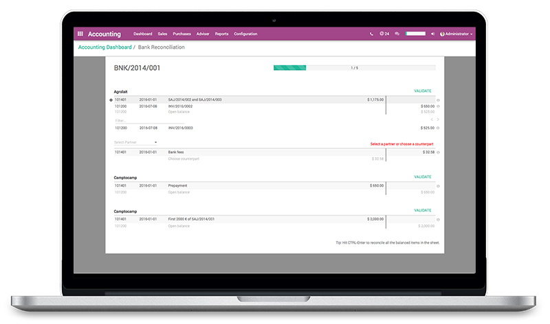 Odoo  - Reconsiliation